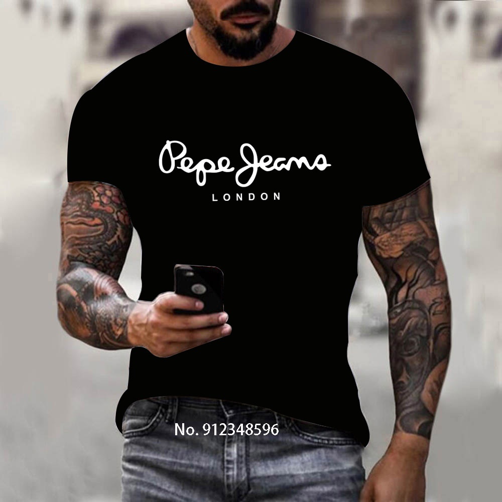 Áo Thun cotton / Ngắn Tay In Hình Logo Pepe-Jeans-London Mẫu Mới Nhất Năm 2023 Thời Trang Mùa Hè Cho Nam / Nữ