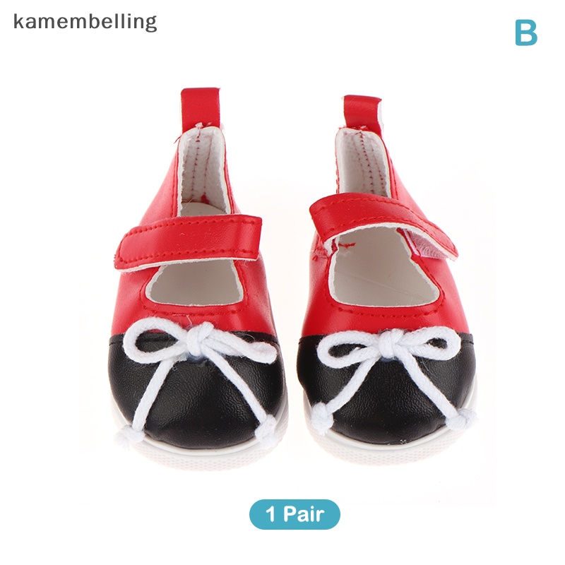 1 Đôi Giày Búp Bê Quai Dán Đính Nơ Dễ Thương Cho Bé Gái 18inch