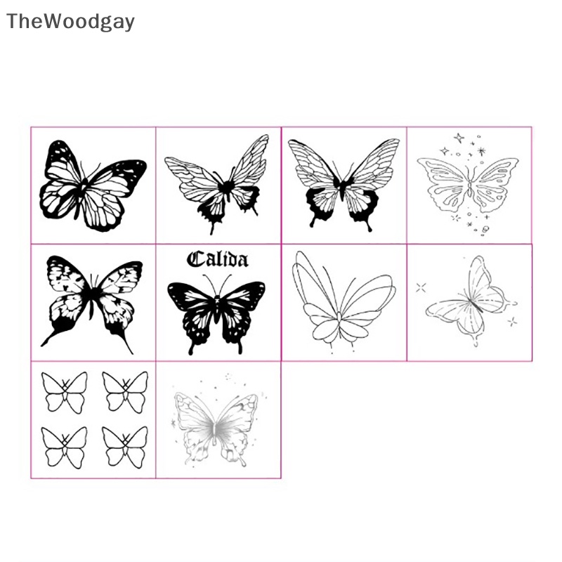 Bộ 10 Hình Xăm Dán Tạm Thời Hình Bướm Nhỏ Chống Nước Cho Nam Và Nữ