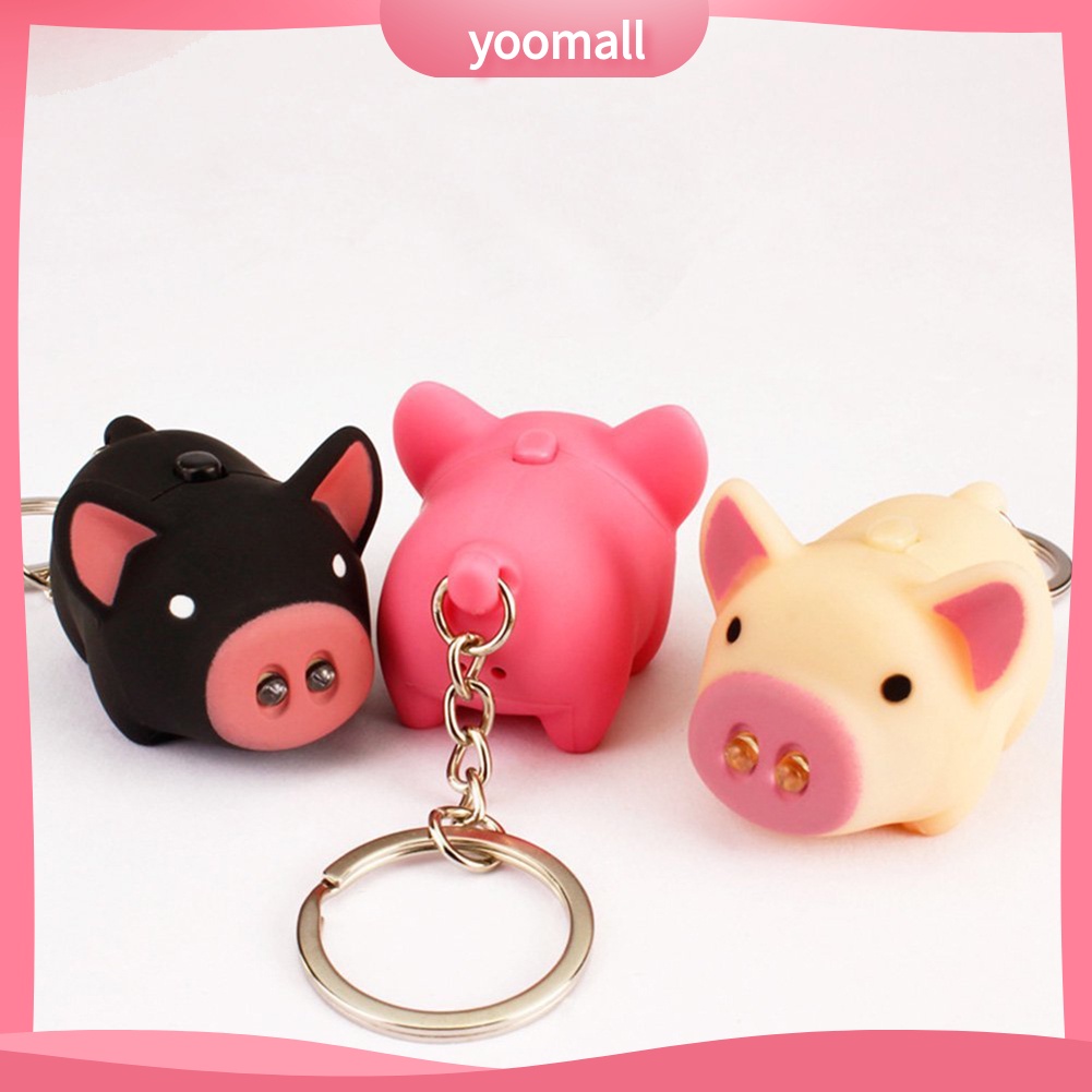 Móc Khóa Hình Heo Có Đèn LED Dễ Thương