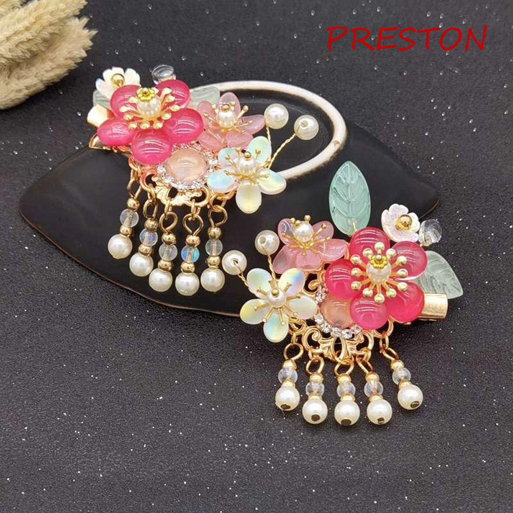 Trâm Cài Tóc Hình Hoa Phối Tua Rua Phong Cách Hanfu Thời Trang Xinh Xắn Cho Bé Gái