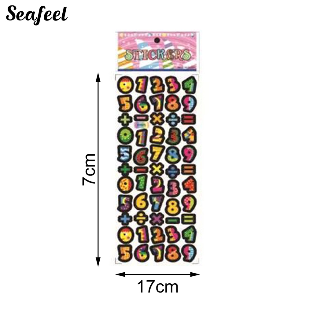 Bộ 10 Miếng Dán Số 3D Tự Dính Chống Thấm Nước Tháo Rời Được Họa Tiết Hoạt Hình Ngẫu Nhiên Cho Trẻ Em