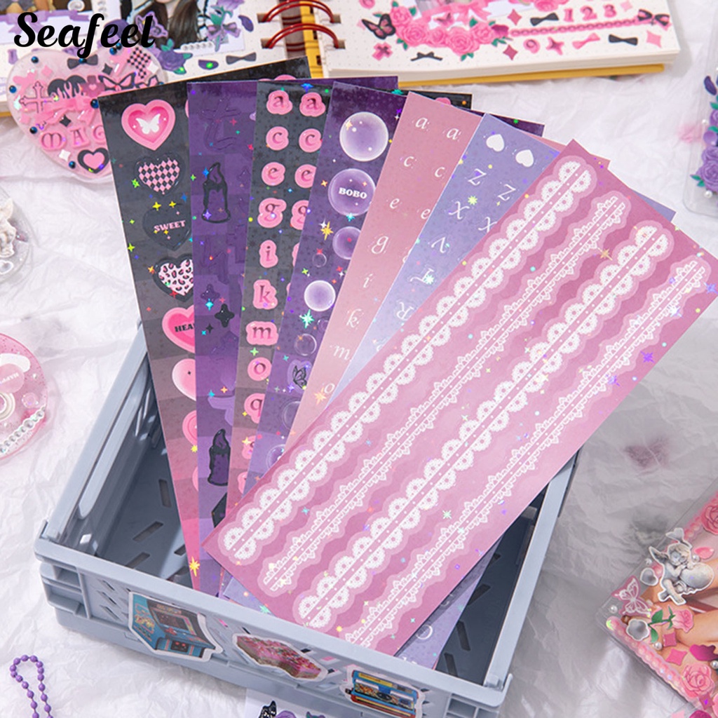 Set 30 Đề Can Dán Trang Trí Sổ Tay Hình Hoa / Bướm / Trái Tim Xinh Xắn