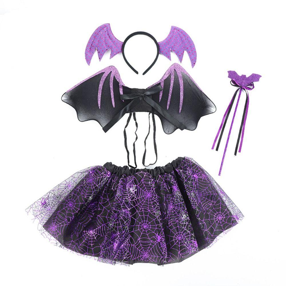 Bộ Đồ Hóa Trang halloween Gồm Chân Váy tutu + Đôi Cánh Dơi note1 2-8 Tuổi