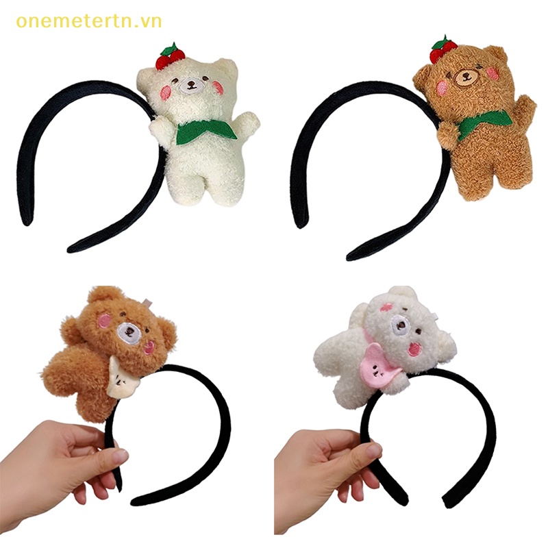 Onemetertn Băng Đô Cài Tóc Hình Gấu Bông Đáng Yêu Dành Cho Nữ Rửa Mặt Hóa Trang