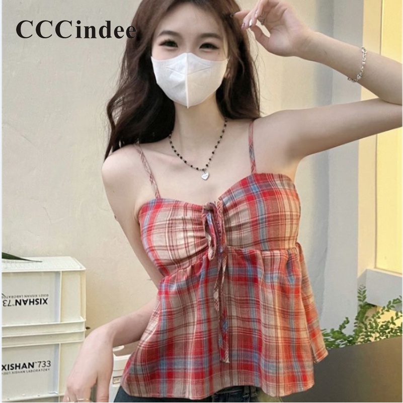 Áo Tank Top Hai Dây Dáng Rộng Họa Tiết Kẻ Sọc Màu Tương Phản Thời Trang Mới 2023 Dành Cho Bạn Nữ