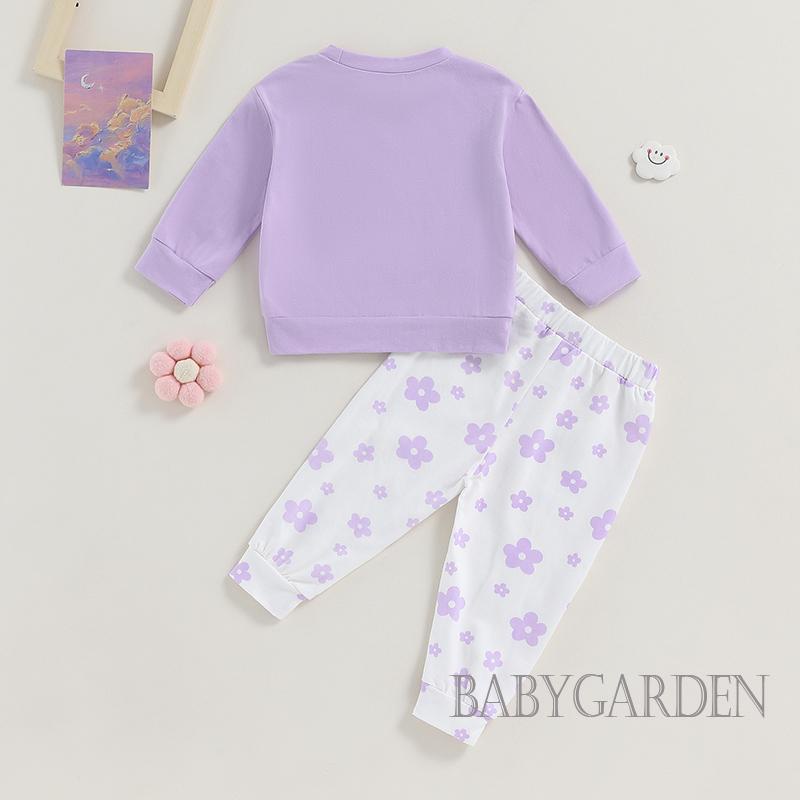 Set Đồ 2 Món Gồm Áo Sweater Tay Dài In Họa Tiết Hoa + Quần Dài Dễ Thương Cho Bé Gái 6 Tháng-5 Tuổi