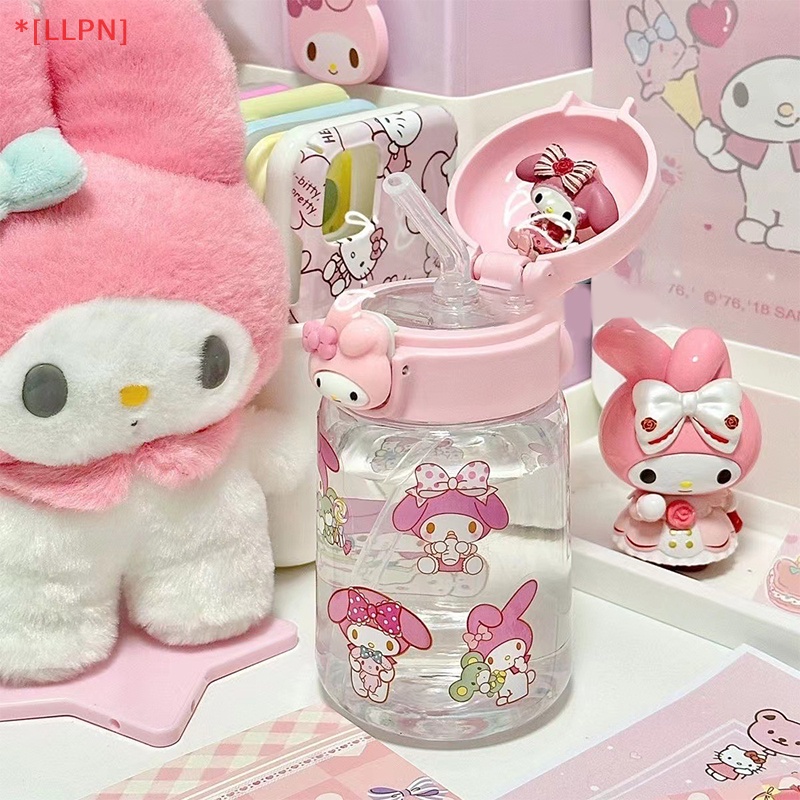 Bình Nước Bằng Nhựa Họa Tiết Hoạt Hình Cinnamoroll Sanrio Melody Kèm Ống Hút