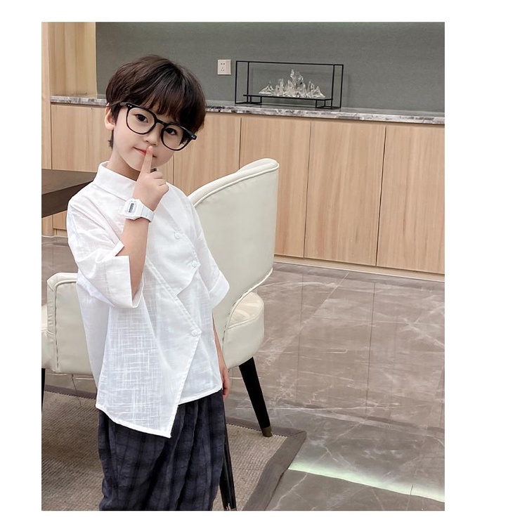 Áo Sơ Mi Tay Ngắn Dáng Rộng Thời Trang Mùa Hè Cho Bé Trai