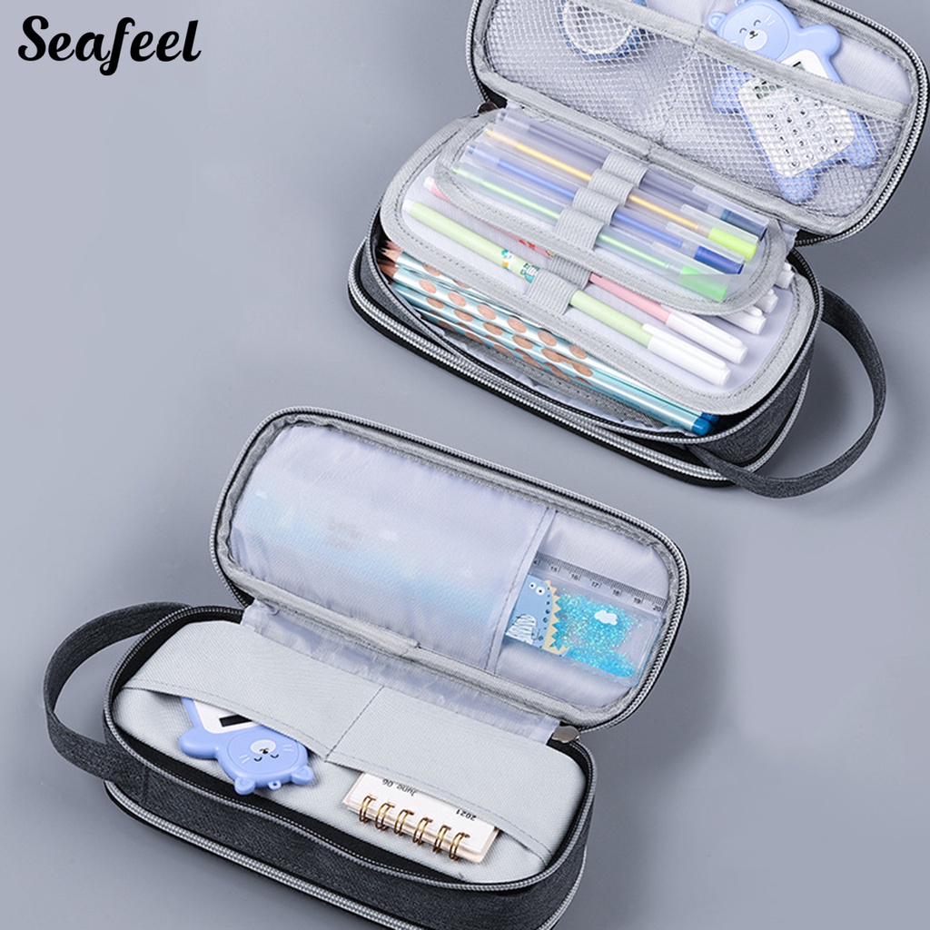 Túi Đựng Bút Bằng Vải Canvas Có Khóa Kéo Sức Chứa Lớn Màu Sắc