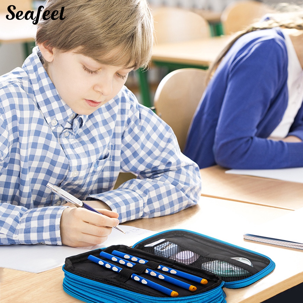 Túi Lưới Đựng Bút 3 Lớp Khóa Kéo Chống Biến Dạng Tiện Dụng