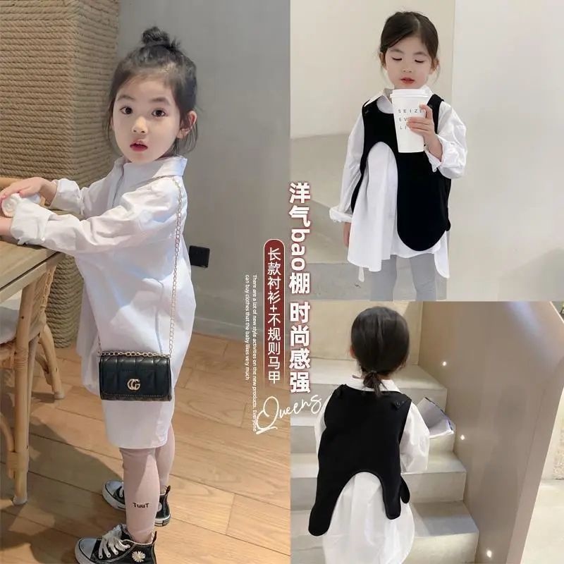 Áo Sơ Mi Dài Tay Giả Nhiều Lớp Thời Trang Mùa Thu Cho Bé Gái