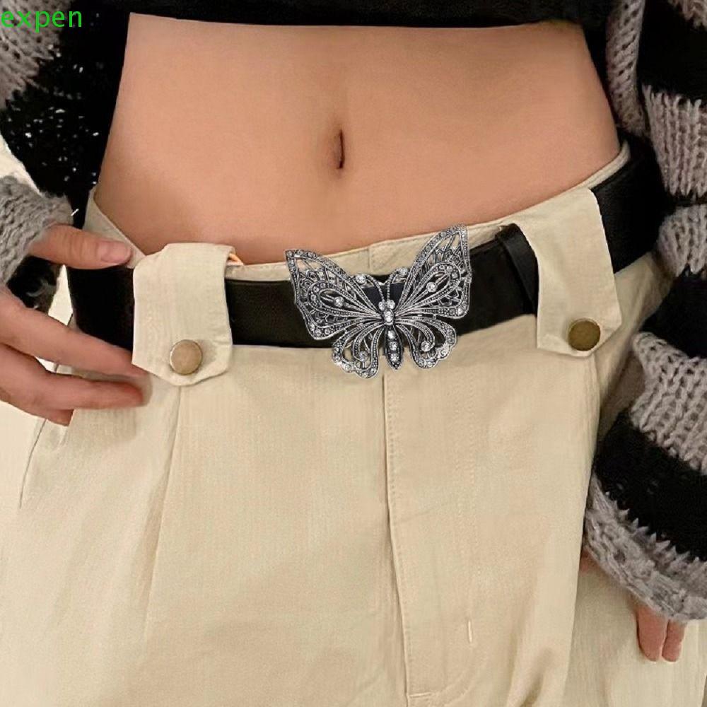 Thắt Lưng Bản Rộng Y2k Khóa Kim Loại Hình Bướm Phong Cách Punk Thanh Lịch Dễ Phối Đồ Dành Cho Nam Nữ