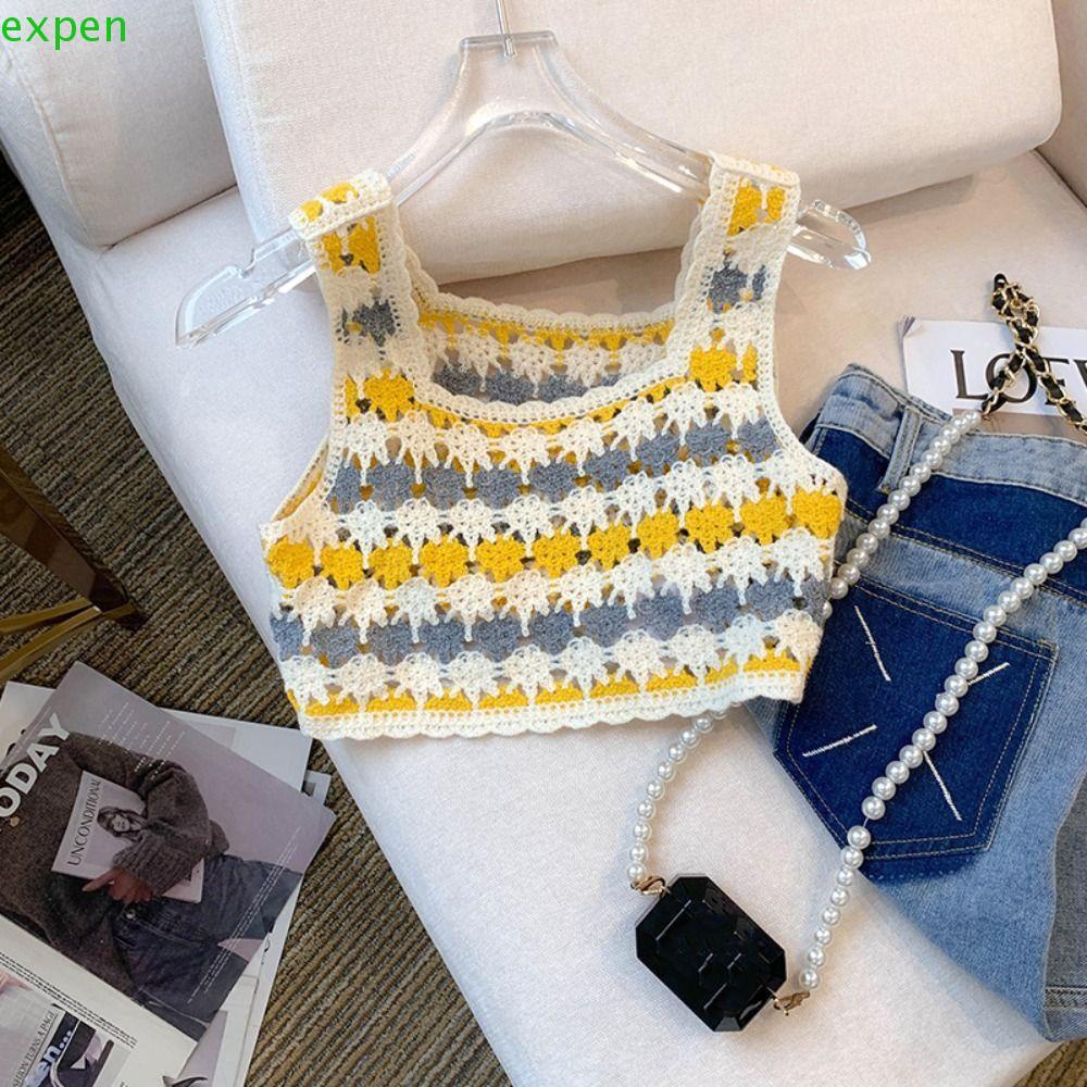 EXPEN Áo Hai Dây Cotton Dáng Ôm Thời Trang Mùa Hè Xinh Xắn Dành Cho Nữ