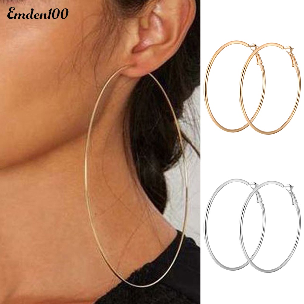 Đôi Khuyên Tai Tròn Rỗng Đơn Giản Thời Trang Cho Nữ