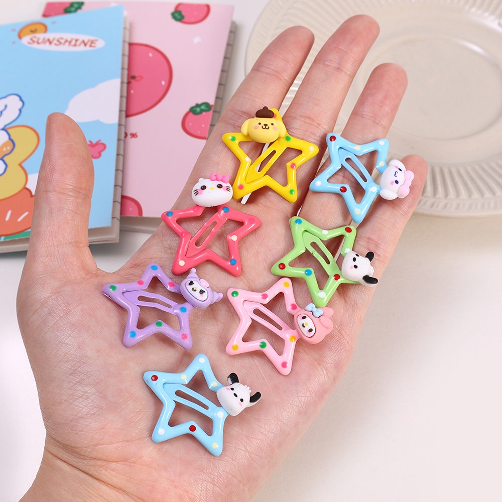 Kẹp tóc kiểu ins / anime dễ thương sanrios kuromi my melody hairpin / kids bb barrettes / girl broken hair bangs side clip / five-pointed star hairpin phụ kiện tóc