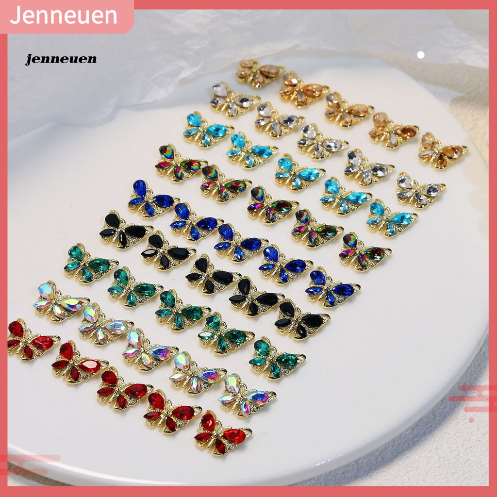 Set 10 Phụ Kiện Trang Trí Móng Nghệ Thuật Hình Bướm Màu Sắc Sống Động Có Thể Tháo Rời