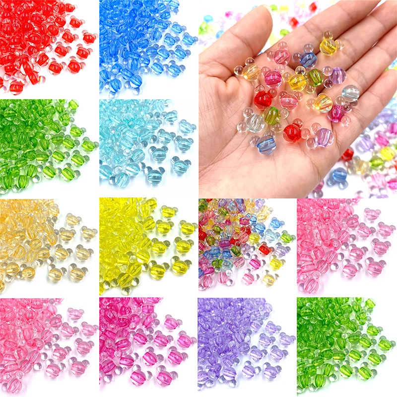 Bộ 20 Hạt Nhựa Acrylic Trong Suốt Hình Đầu Chuột Mickey Hoạt Hình Nhiều Màu Sắc Dùng Làm Trang Sức DIY