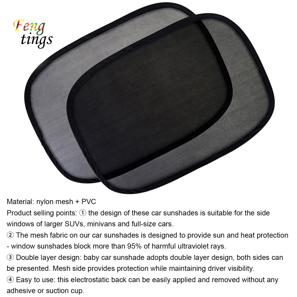 Bộ 2 Vỏ Bọc Bảo Vệ Cửa Sổ Xe Hơi Bằng Lưới Nylon Chống Nắng Cỡ Lớn Tiện Dụng