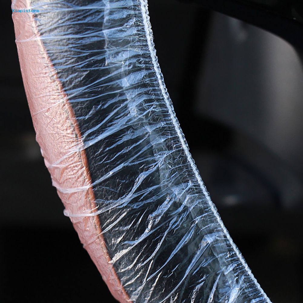 Set 100 Vỏ Bọc Vô Lăng Xe Hơi Bằng Nhựa Trong Suốt Chống Nước Thông Dụng Dùng Một Lần