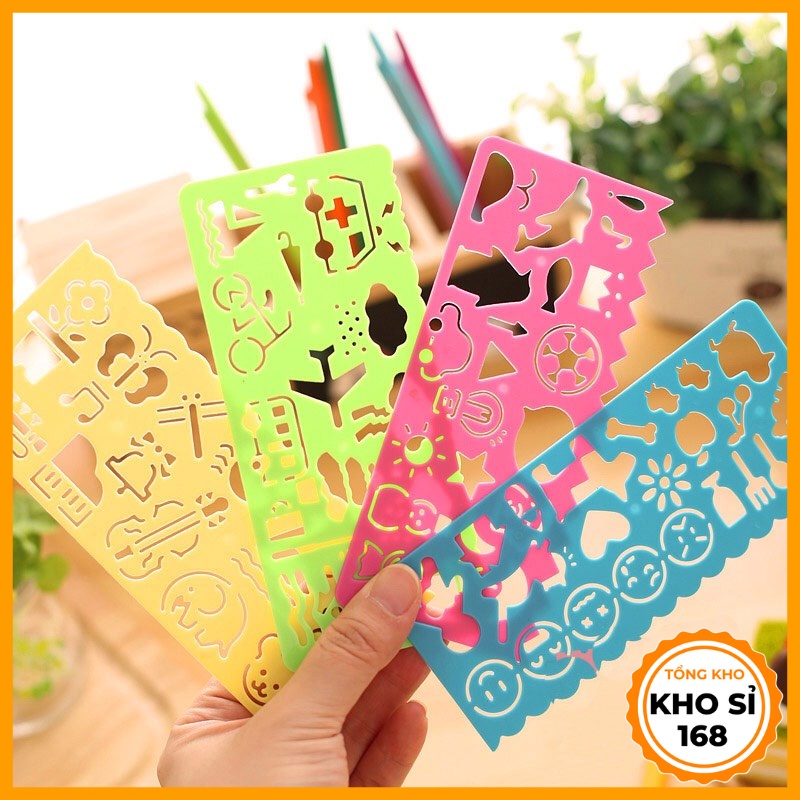 Set 4 thước kẻ in hình nhiều màu cho bé tập vẽ E318