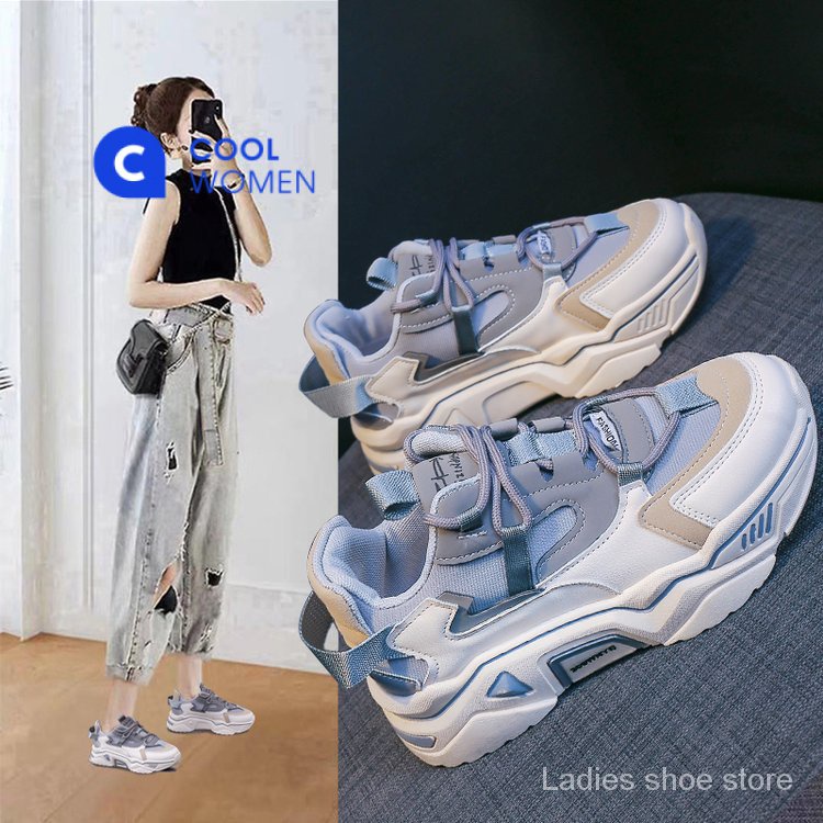 Giày Thể Thao Da PU Đế Cao Su 3-5cm Phong Cách Mới 2023 Cho Nữ