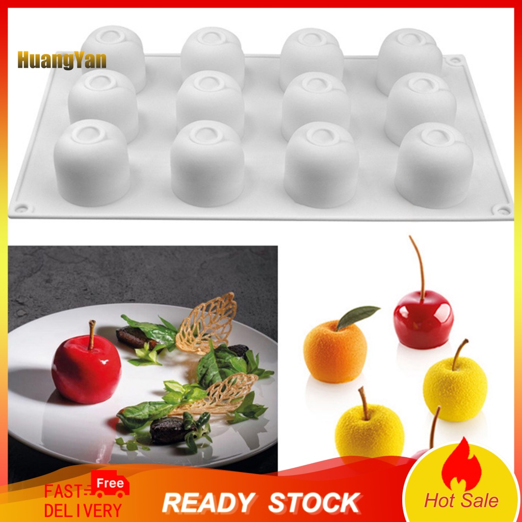 Khuôn Silicon Làm Bánh Tráng Miệng Chống Dính Nhiều Ngăn Hình Quả Cherry