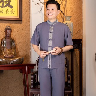 Bộ Pháp Phục Nam Cao Cấp Chất Liệu Đũi Ý Phối Gấm - Pháp Phục Cô Thỏ