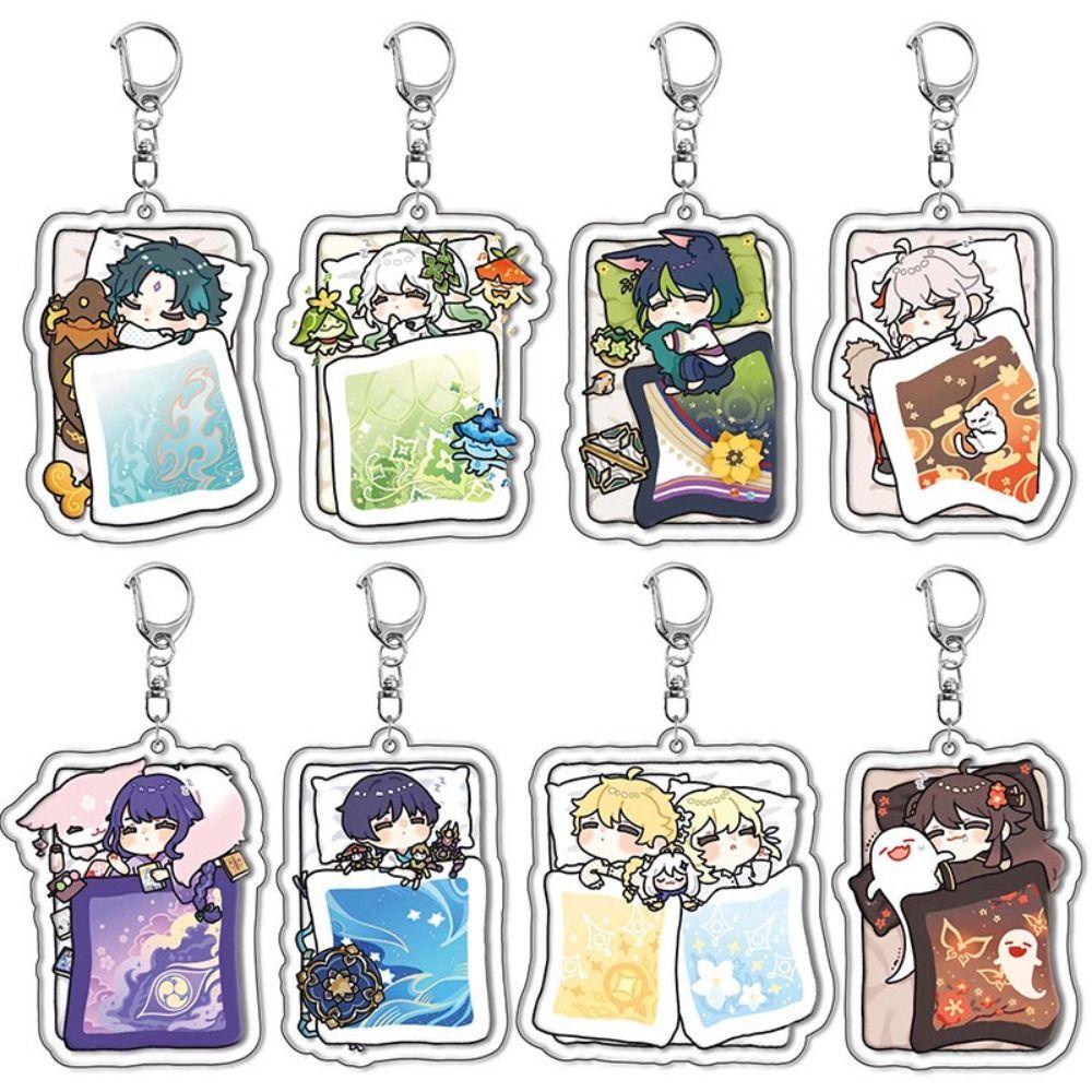 Mmluck Genshin Va Chạm Móc Khóa Bằng Acrylic Họa Tiết Hoạt Hình Anime Genshin Va Chạm Trang Trí Túi Xách Đi Học
