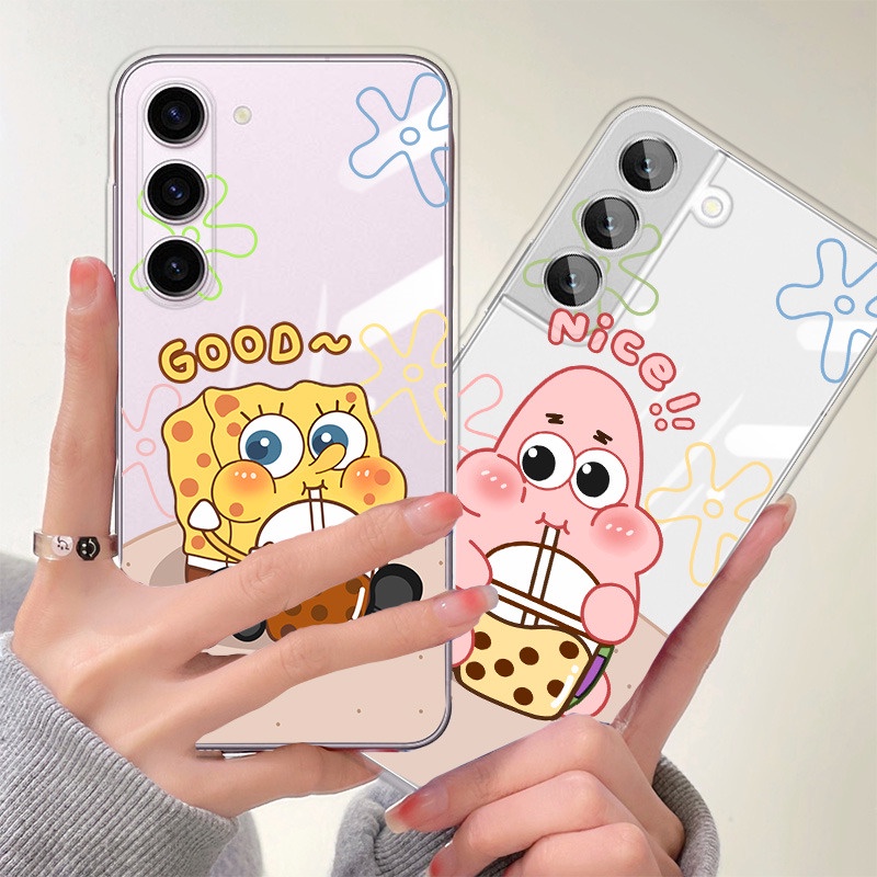 Ốp Điện Thoại TPU Mềm Trong Suốt Hình SpongeBob Cho Samsung S8 S10 S9 S20 S21 S23 + S21 FE S22 Ultra Note 9 10 + 20 Ultra 5G