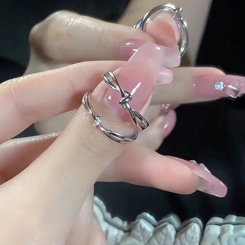 Set 2 Nhẫn Bạc Cổ Điển Có Thể Điều Chỉnh Kích Thước Dành Cho Cặp Đôi