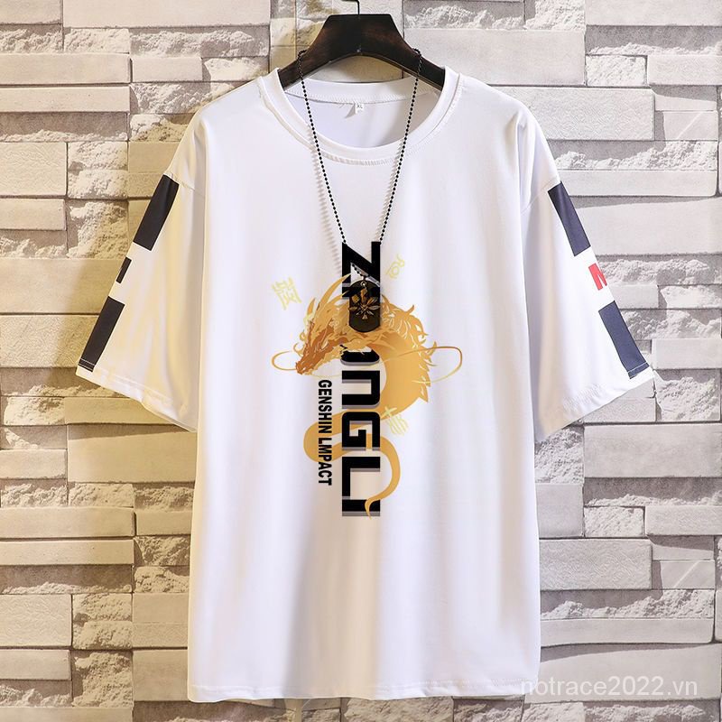 ★Genshin Impact★Zhongli & Keqing & Ganyu Merchandise Áo Thun Tay Ngắn Dáng Rộng Phong Cách Mới Mùa Hè Cho Học Sinh