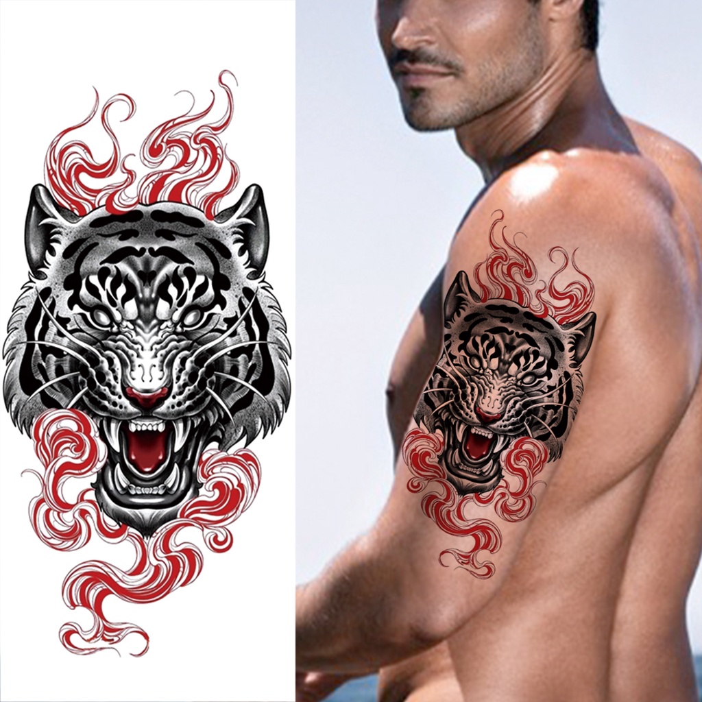 Hình Xăm Dán Tạm Thời Chống Nước Hình Con Hổ Cho Nam