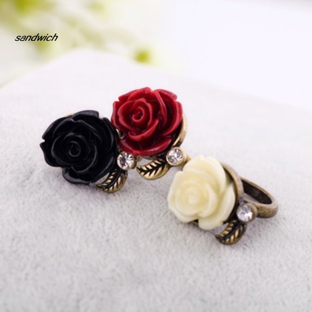 Nhẫn Hợp Kim Mặt Hình Hoa Hồng Đính Đá Quý Phái