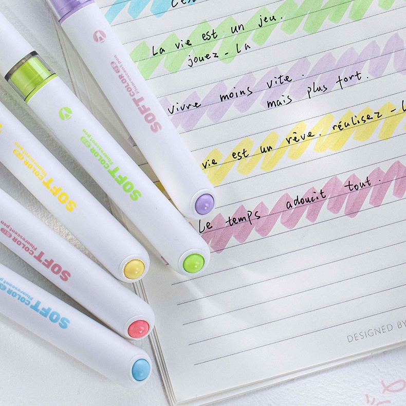 Set 6 Bút Highlight Pastel InMorning Bút Đánh Dấu Nhớ Dòng Nhiều Màu Dễ Thương