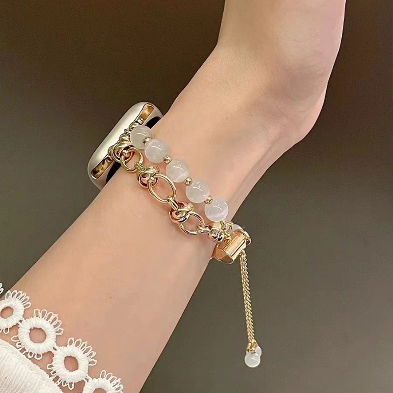 Dây Đeo Chuỗi Hạt Bằng Kim Loại Cho Đồng Hồ Thông Minh Apple watch series 8 7 6 5 4 se 3 44mm 42mm 40mm 49mm 45mm 41mm 38mm