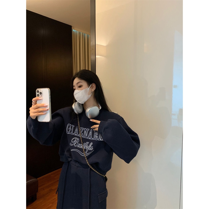 G-Fashion Áo Sweater Tay Dài Cổ Tròn In Họa Tiết Phong Cách Thời Trang Đường Phố Mỹ