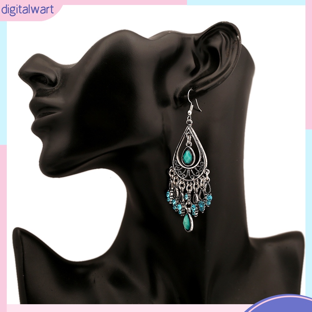 Đôi Bông Tai Dáng Dài Đính Đá Phong Cách Boho Thời Trang Cho Nữ