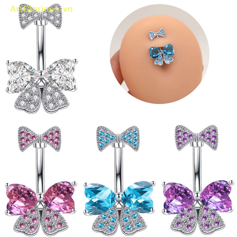 Khuyên Rốn Hình Nơ Đính Đá zircon Thời Trang Cho Nữ vn