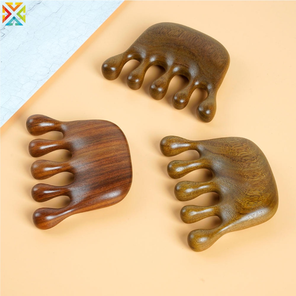 Lược Gỗ Đàn Hương 5 Răng Thưa Mát Xa Lưu Thông Máu Chống Tĩnh Điện