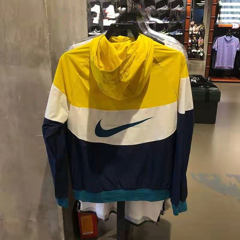 Áo Khoác Thể Thao Nike100% Chính Hãng Dáng Rộng Phối Màu Tương Phản Có Mũ Trùm Cá Tính Cho Nam