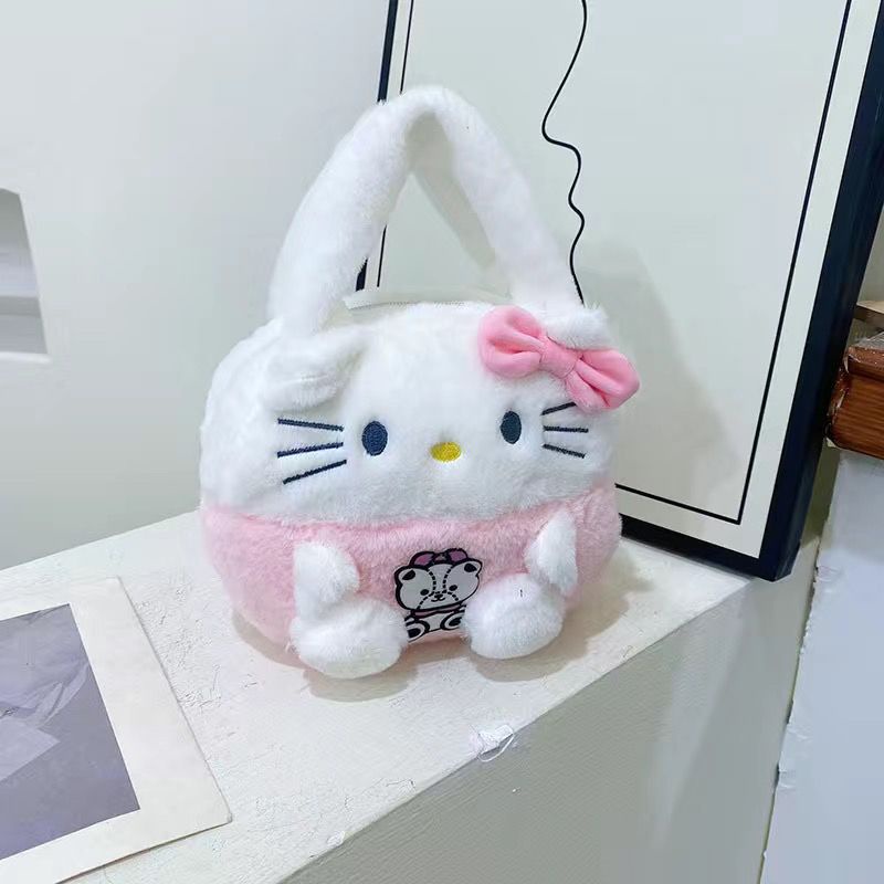 Túi Xách Mini Hình Gấu Dâu Tây Bằng Lông Nhung Dễ Thương Xinh Xắn Dành Cho Nữ