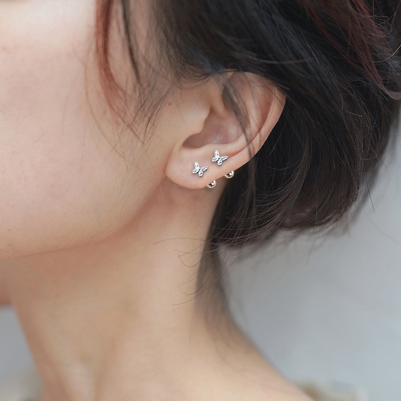 Bông Tai Hình Tròn Họa Tiết Bướm Đơn Giản Thời Trang Sang Trọng Cho Nữ Y2K