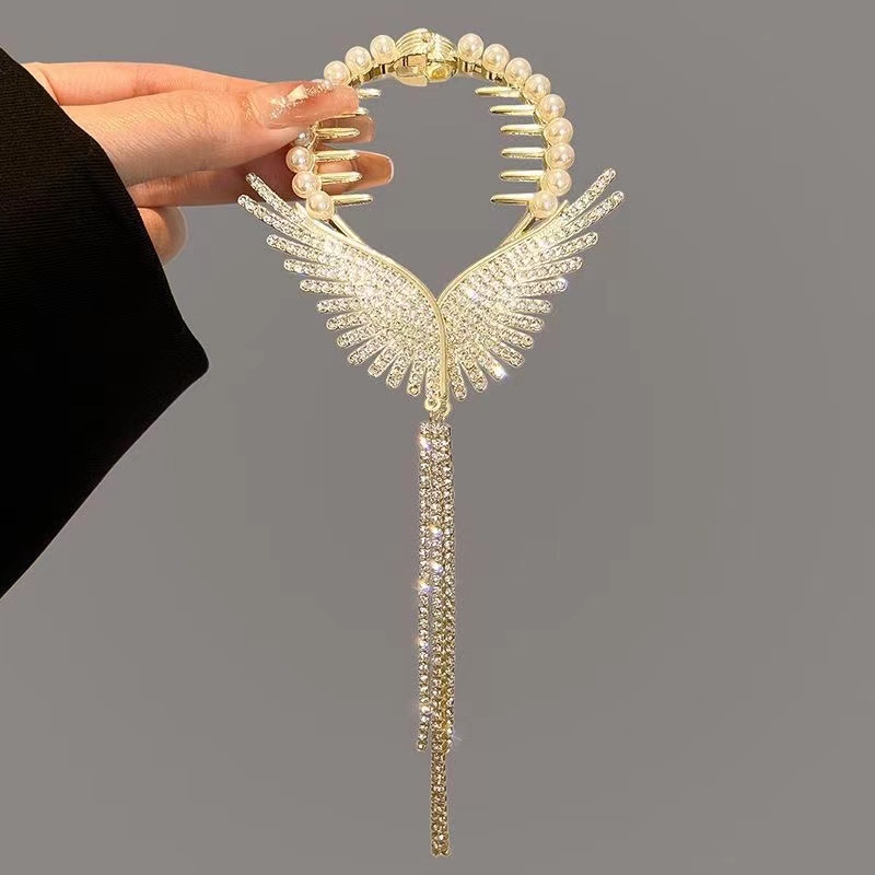 Kẹp Tóc Kim Loại Đính Đá Và Ngọc Trai Nhân Tạo Thời Trang YR