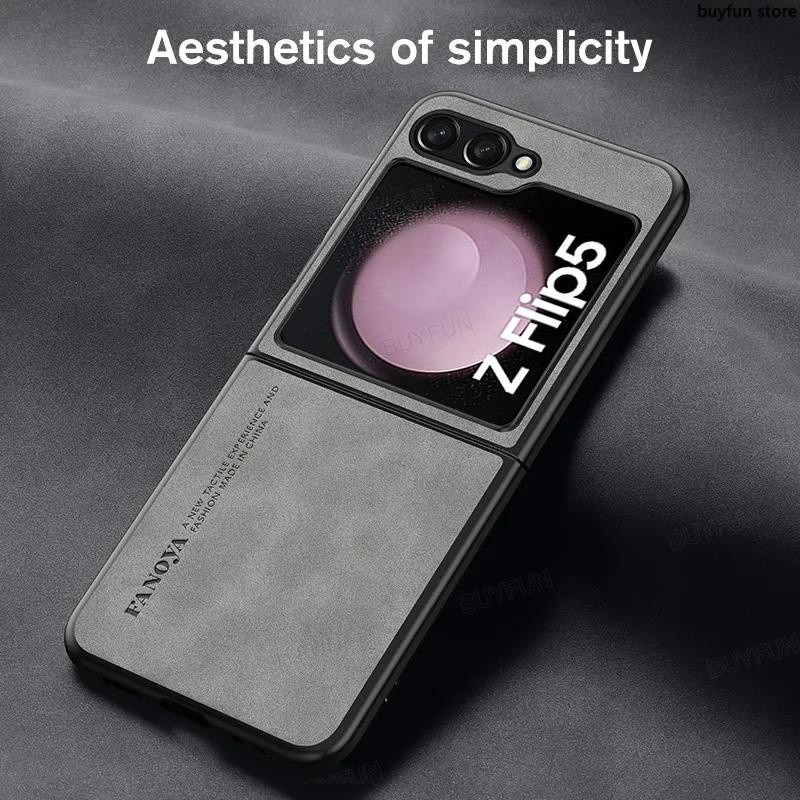 Luxury Case For Samsung Galaxy Z Flip5 5G flip 5 Shockproof PU Leather Phone Cover Bumper