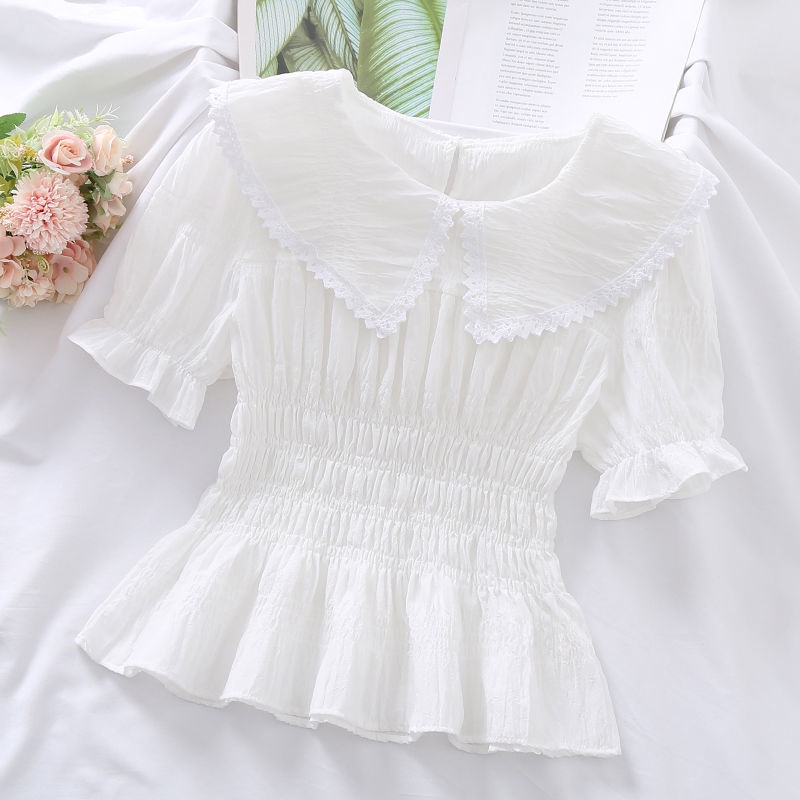 Áo Sơ Mi chiffon Mỏng Ôm Dáng Phối Ren Thiết Kế Mùa Hè Kiểu Pháp Mới Cho Nữ