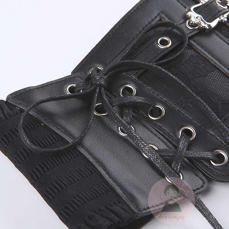 Dre-women faux leather tie-up lace patchwork có thể điều chỉnh hình dạng eo