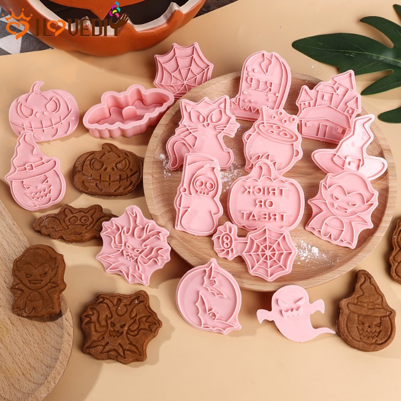khuôn sô cô la bánh mì không dính / khuôn cắt bánh quy hình quỷ castle / bộ dụng cụ tự làm plasticine thú vị / khuôn ép bột chủ đề halloween