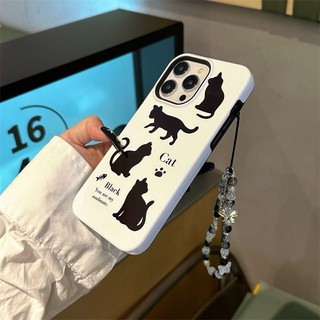 Ốp Điện Thoại Họa Tiết Mèo Đen Gắn Vòng Đeo Tay Cho iPhone 13 14promax 11 12 11promax 13pro 14 12pro