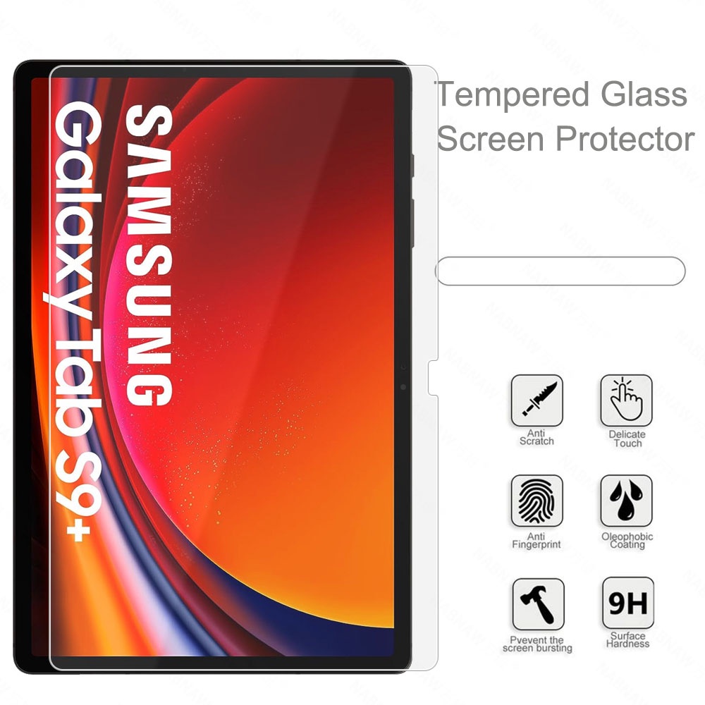 2 gói bảo vệ màn hình kính cường lực hd anti-scratch cho samsung galaxy tab s9 + wifi 5g 12,4 inch s9 plus tablet screen film